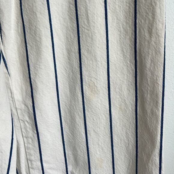 Anthropologie Hedda railroad striped ruffle zip up cropped jumpsuit sz 4 - Picture 6 of 9